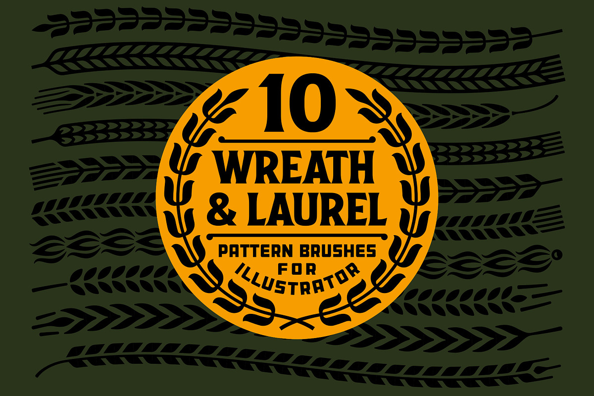 Wreath & Laurel Pattern Brushes Pack, a Brush Add-On by MightySHORT (Photo 1 of 3)