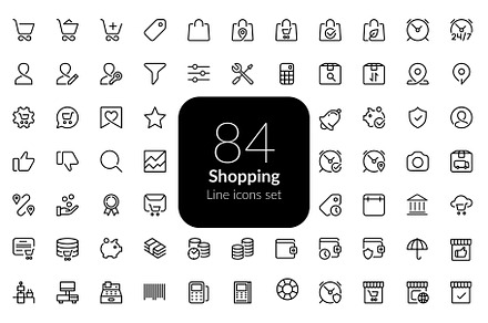 Shopping line icons set