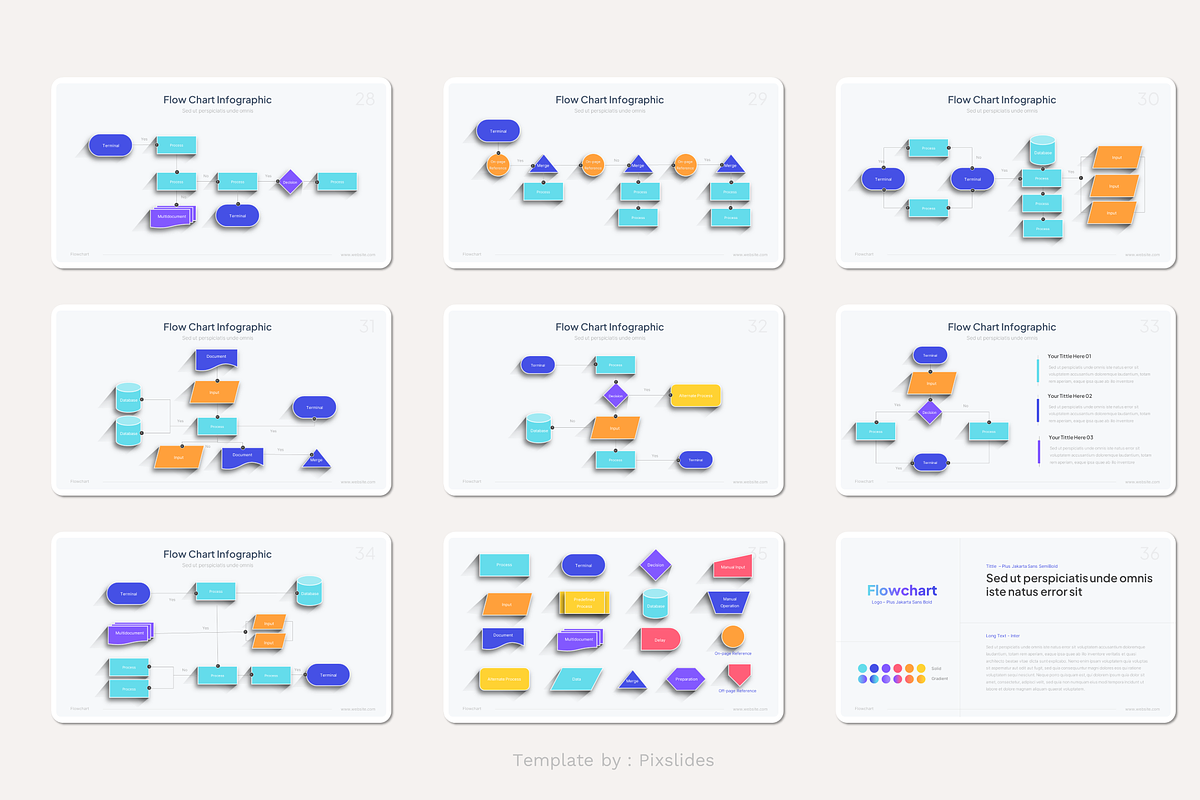 Flowchart Diagrams Infographic, a Presentation Template by Pixslides