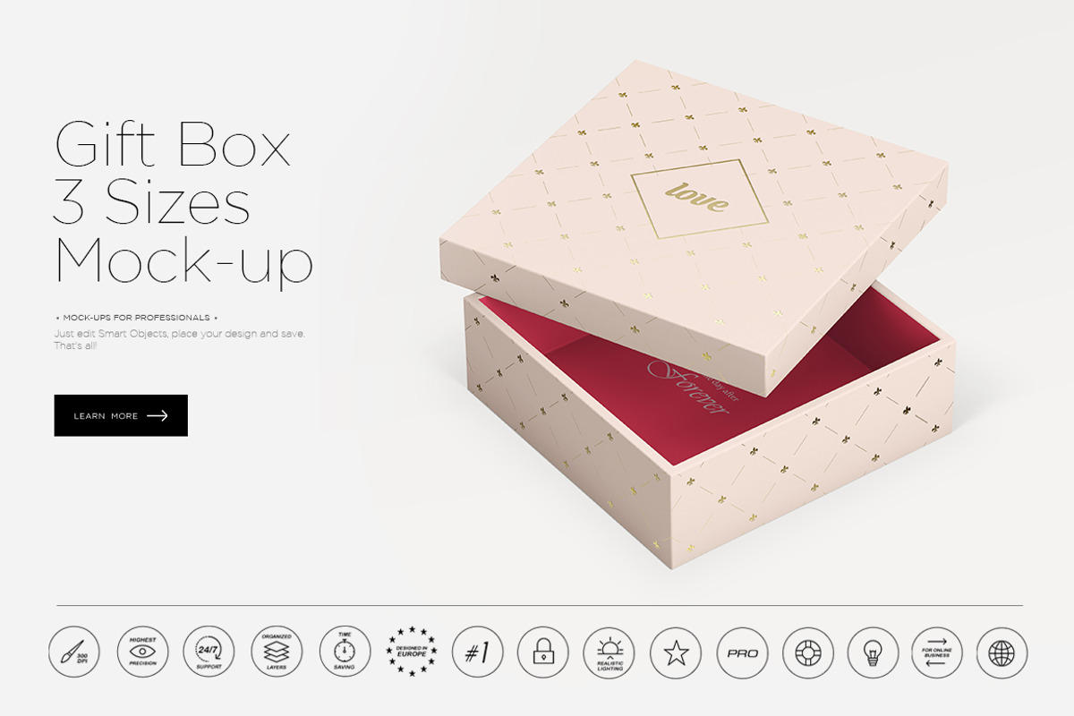 Gift Box 3 Sizes Mock-up, a Product Mockup by Denny's Mock-ups (Photo 1 of 6)