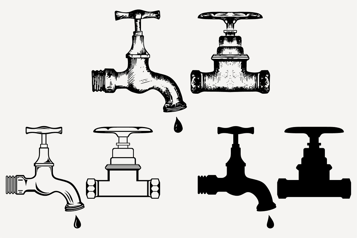 faucet set vector SVG DXF PNG, an Object Graphic by FileVectorSVG