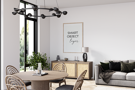 Poster mockup in living room