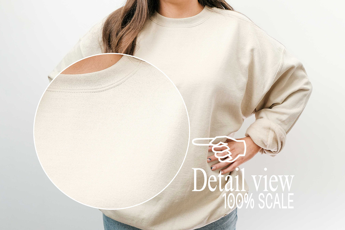 Sand Gildan 18000 Mockups x3, a Shirt Mockup by Uncommon Mockups (Photo 5 of 6)