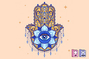 Hamsa Hand of Fatima Illustration, a Decorative Illustration by MISS CHATZ (Thumbnail 1 of 3)