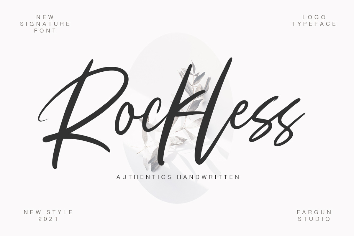 Rockless, a Script Font by Fargun Studio (Photo 1 of 13)