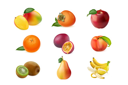 Realistic fruits. 3d isolated fruit, a Food Illustration by Stock-Smart-Start