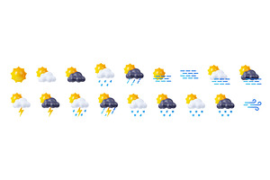 Weather Forecast Icons With Sun