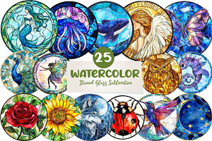 Stained Glass Sublimation Clipart, an Illustration by CreationArt