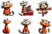 Whimsical Christmas Cat Clipart, an Animal Illustration by Black Bird Studio (Thumbnail 3 of 6)