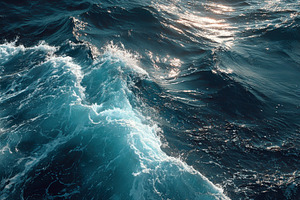 Ocean waves crashing foam sunlight b, a Photo by Pixeness Studio