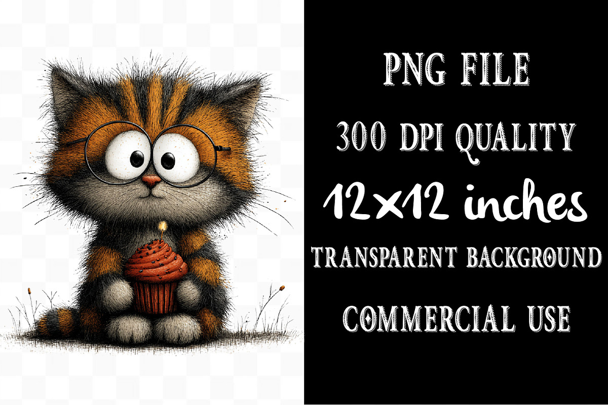 Birthday Cat Whimsical Clipart, an Animal Illustration by Designking (Photo 4 of 5)