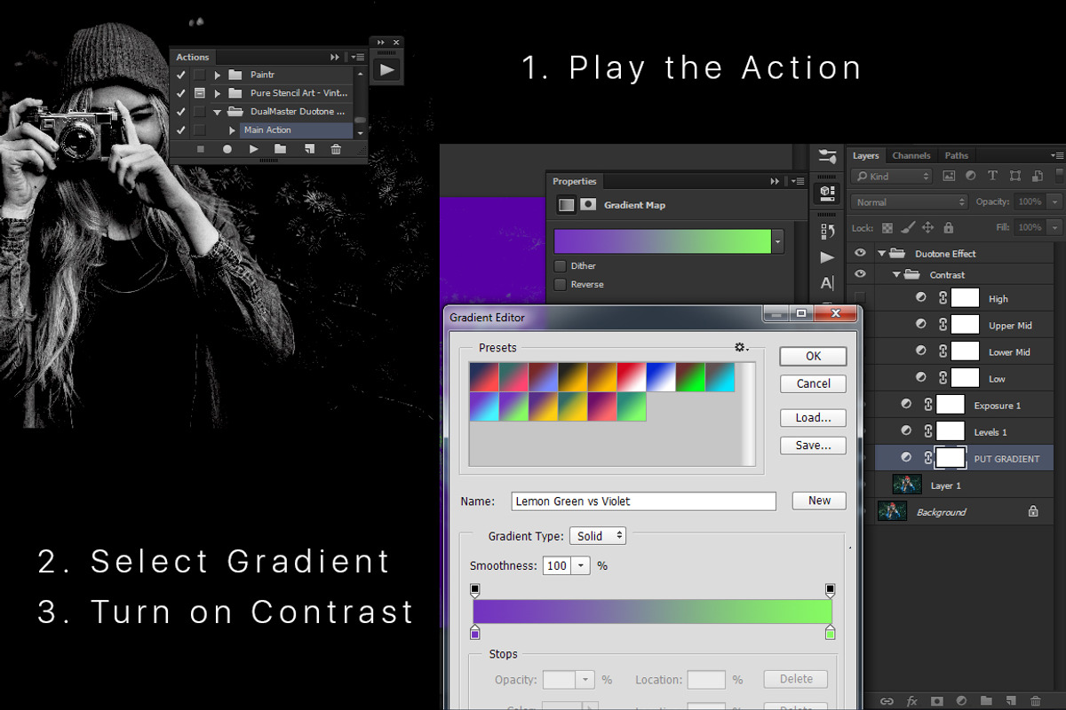 DualMaster Duotone Photoshop Action, an Action Add-On by IngeniousArtist (Photo 3 of 5)