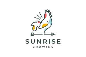 rooster chicken poultry crowing logo, a Branding & Logo Template by devastd