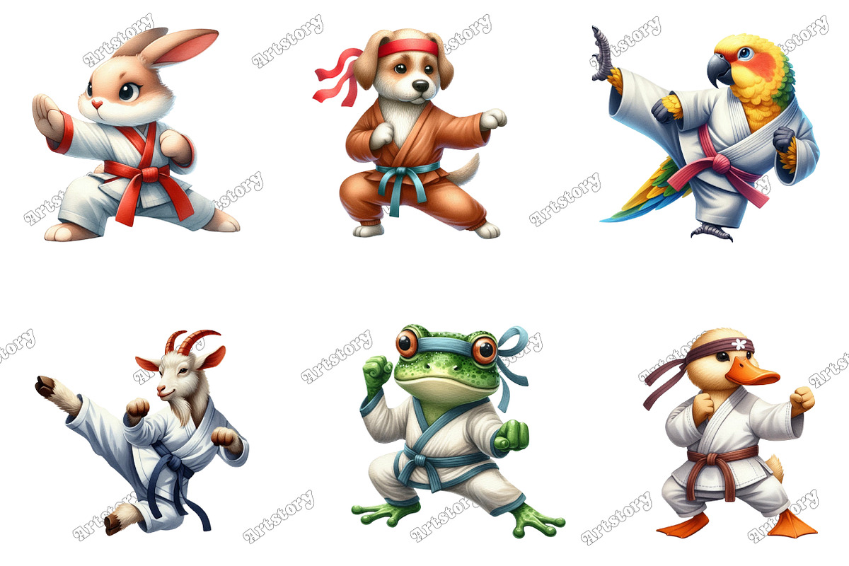 Martial Arts Animals Sublimation Cli, an Illustration by designcity5 (Photo 3 of 5)