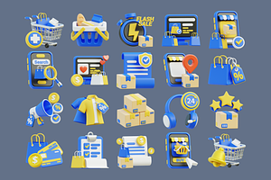 3D Online Shop Icon Collection