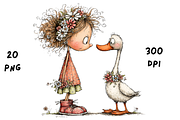 Whimsical Floral Girl and Duck, an Animal Illustration by GiraffeCreative (Thumbnail 13 of 20)