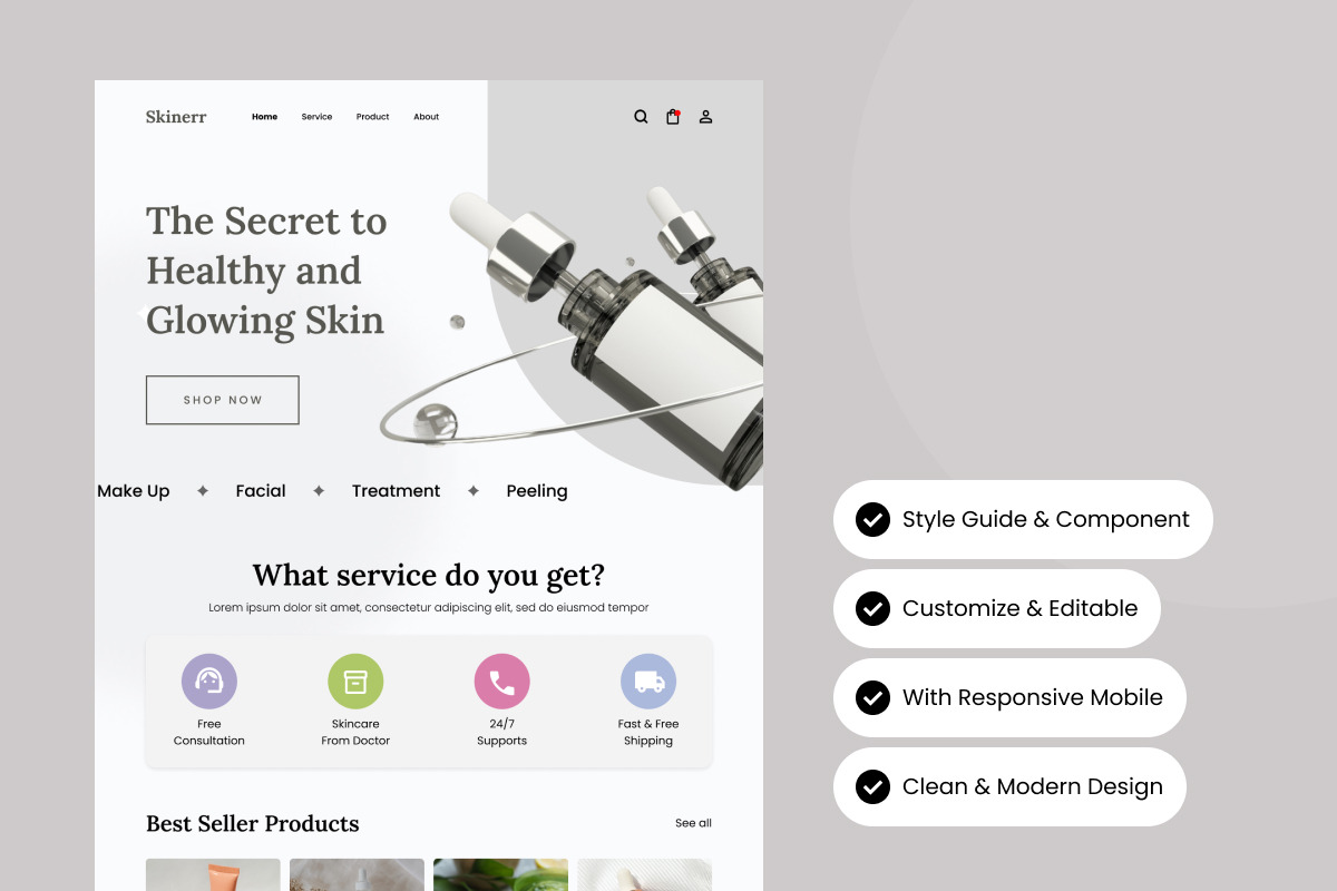 SkinBeauty - Skincare Landing Page, a Landing Page Template by twinstd (Photo 2 of 5)