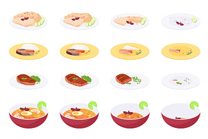 Eaten dinner food set, sequence game, a Food Illustration by Lemberg Vector