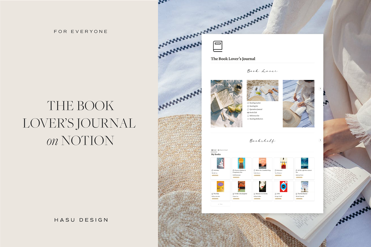 The Book Lover's Journal on Notion, a Websites & App Template by HASU Design (Photo 1 of 4)
