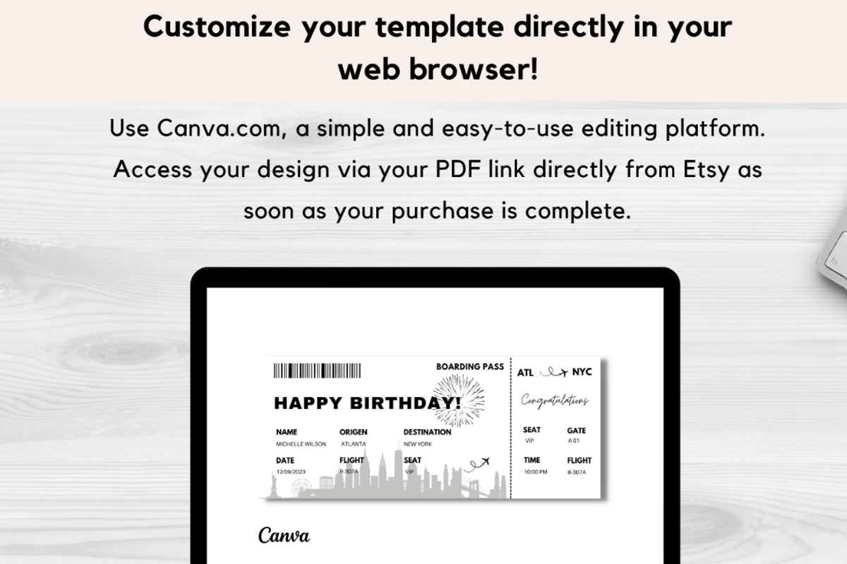 Editable Boarding Pass Template, an Invitation Template by YasdeyDesigns (Photo 4 of 9)
