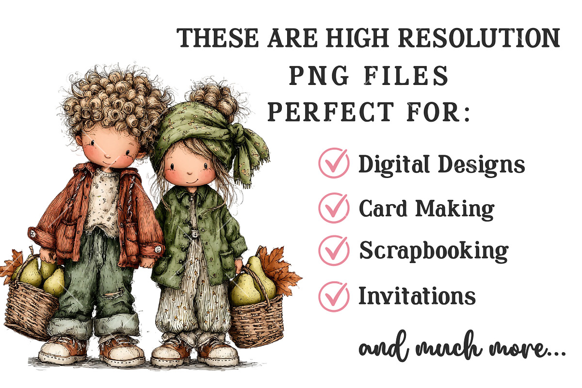 Autumn Kids PNG Clipart, a Seasonal Illustration by OK Design (Photo 6 of 6)