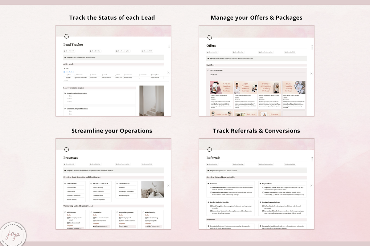 Notion PLR Template Freelancer Dash, a Templates & Theme by Julia On Purpose (Photo 8 of 10)