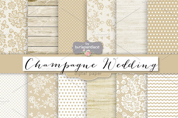 Champagne wedding digital paper preview 2