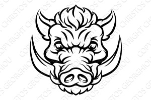 Boar Wild Hog Razorback Warthog, an Animal Illustration by Christos Georghiou