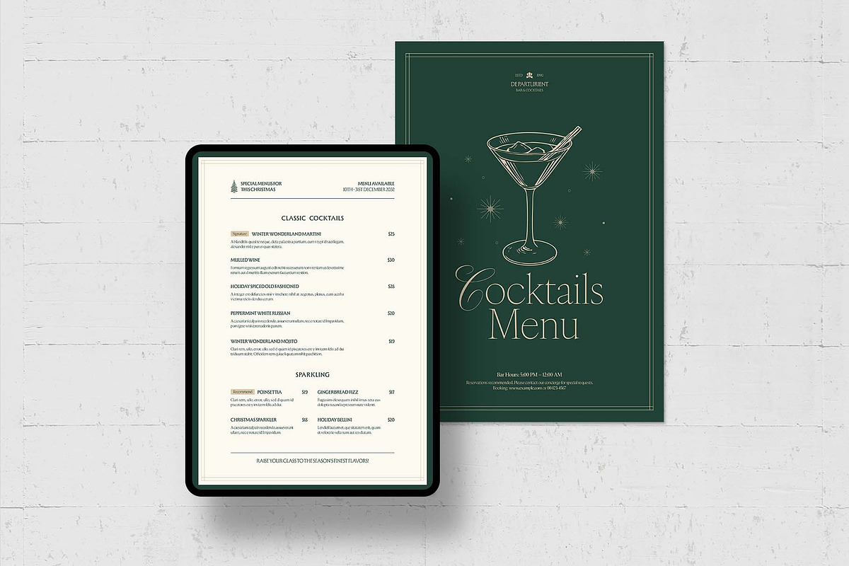 Christmas Cocktail Menu Template, a Flyer Template by BrandPacks (Photo 3 of 5)