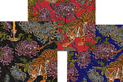 Tiger, candle, chrysanthemums, a Pattern Graphic by NayaChu (Thumbnail 5 of 9)