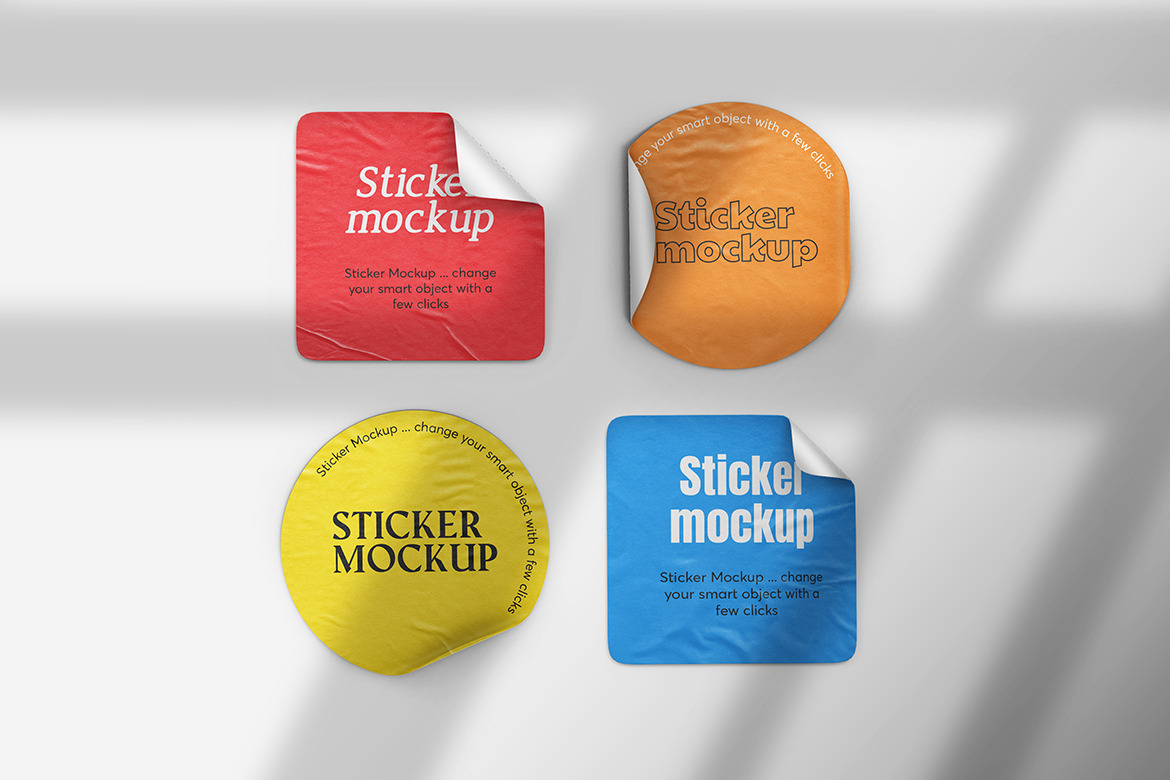 Square Stickers Mockup, a Print Template by PrexTheme