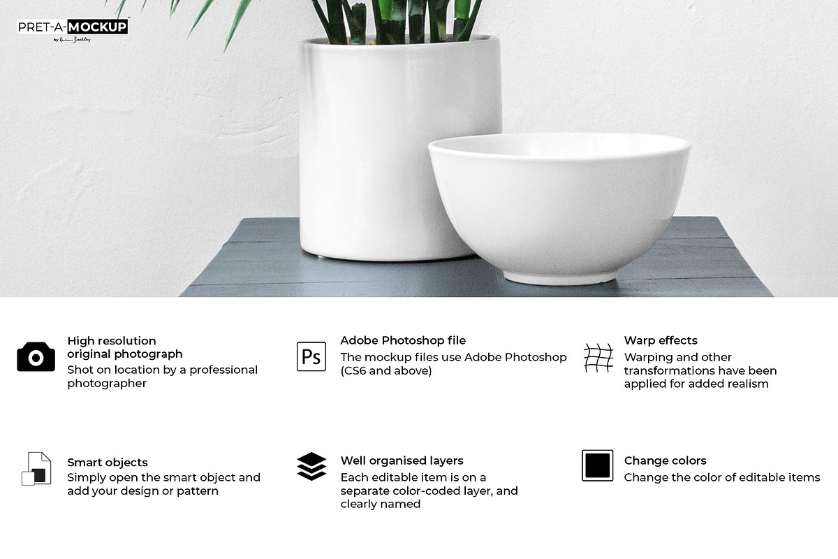 Ceramic Bowl and Pot, a Household Mockup by Pret-a-Mockup (Photo 2 of 6)