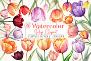 Watercolor Tulip Clipart, an Illustration by Libby Wishes (Thumbnail 1 of 5)