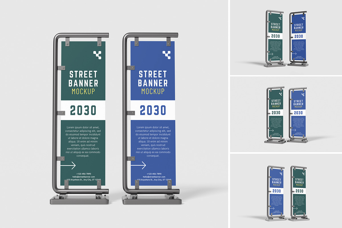 Street Banner Mockup, an Advertising Mockup by AndikaGraphic (Photo 1 of 6)