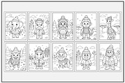 Animals in Winter Coloring Pages, a Seasonal Illustration by Lamia Emad (Thumbnail 2 of 5)