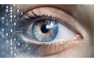 Close-up of a human eye with digital, a Technology Photo by Igor Tichonow