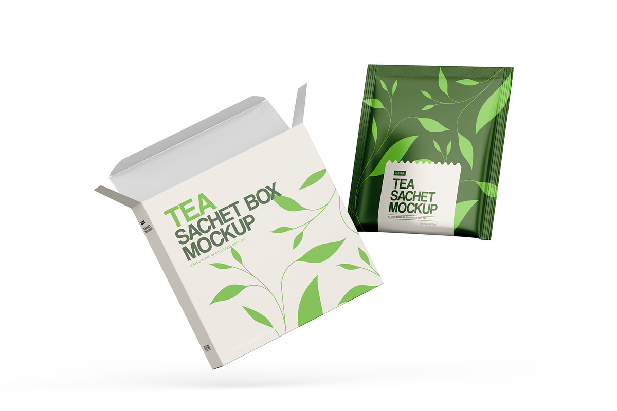 Tea Sachets with Box Mockup, a Packaging Mockup by Ram Studio (Photo 6 of 27)