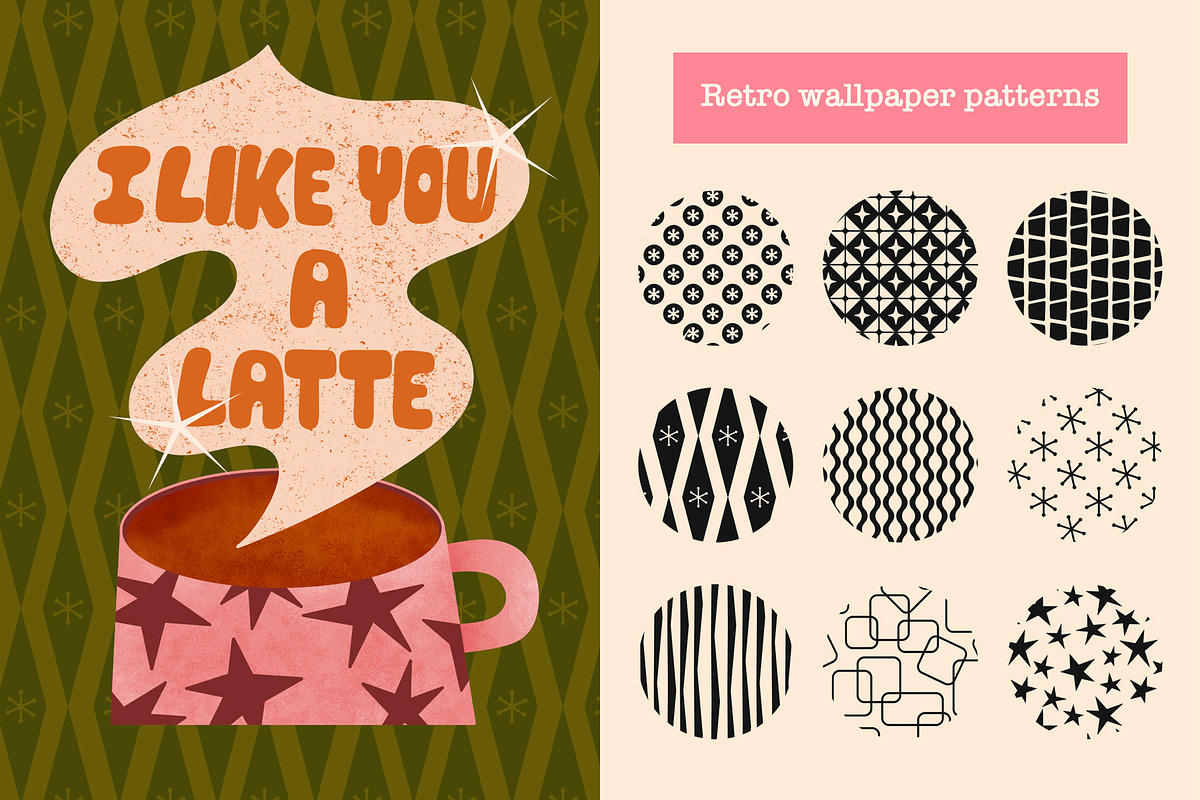 Mid Century Brushes For Procreate, a Brush Add-On by seamless team (Photo 7 of 9)