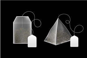 Tea Bags Realistic. 3d Disposable