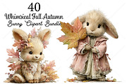 Whimsical Fall Autumn Bunny Clipart, a Seasonal Illustration by Canvas Craft (Thumbnail 1 of 10)
