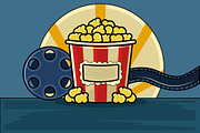 Popcorn and film reel vector design, a Decorative Illustration by zyxroun shop (Thumbnail 1 of 3)