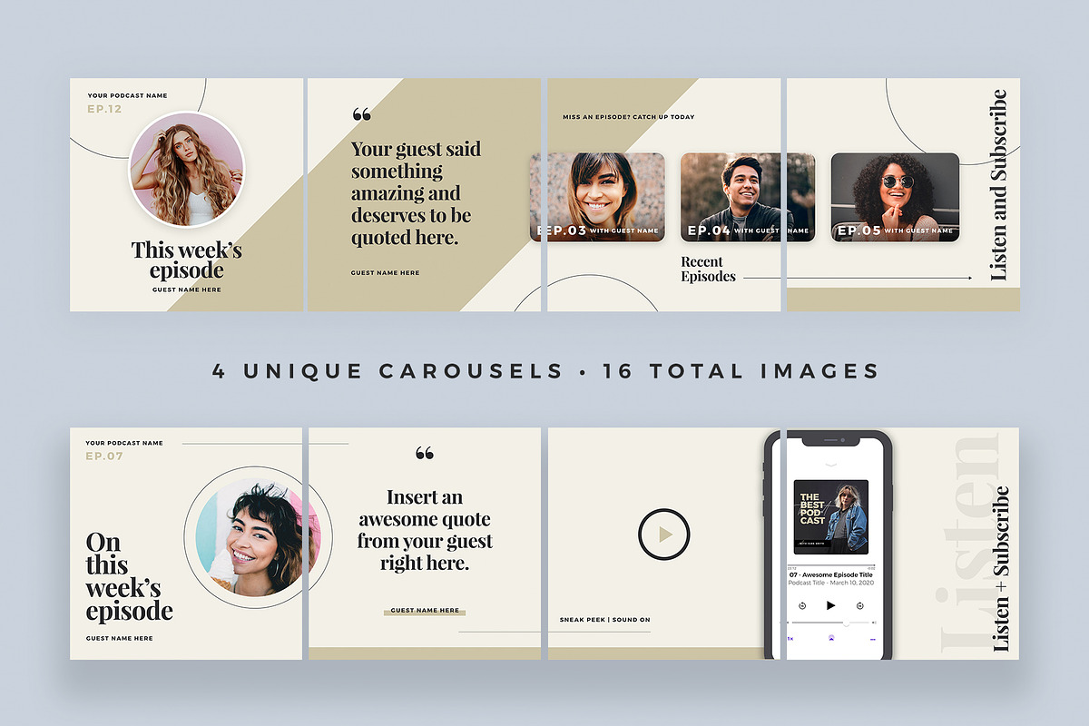 Podcast Bundle for Instagram, a Social Media Template by Roger Coles (Photo 4 of 13)