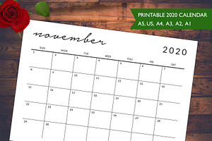 2020 Monthly Calendar -IDO4