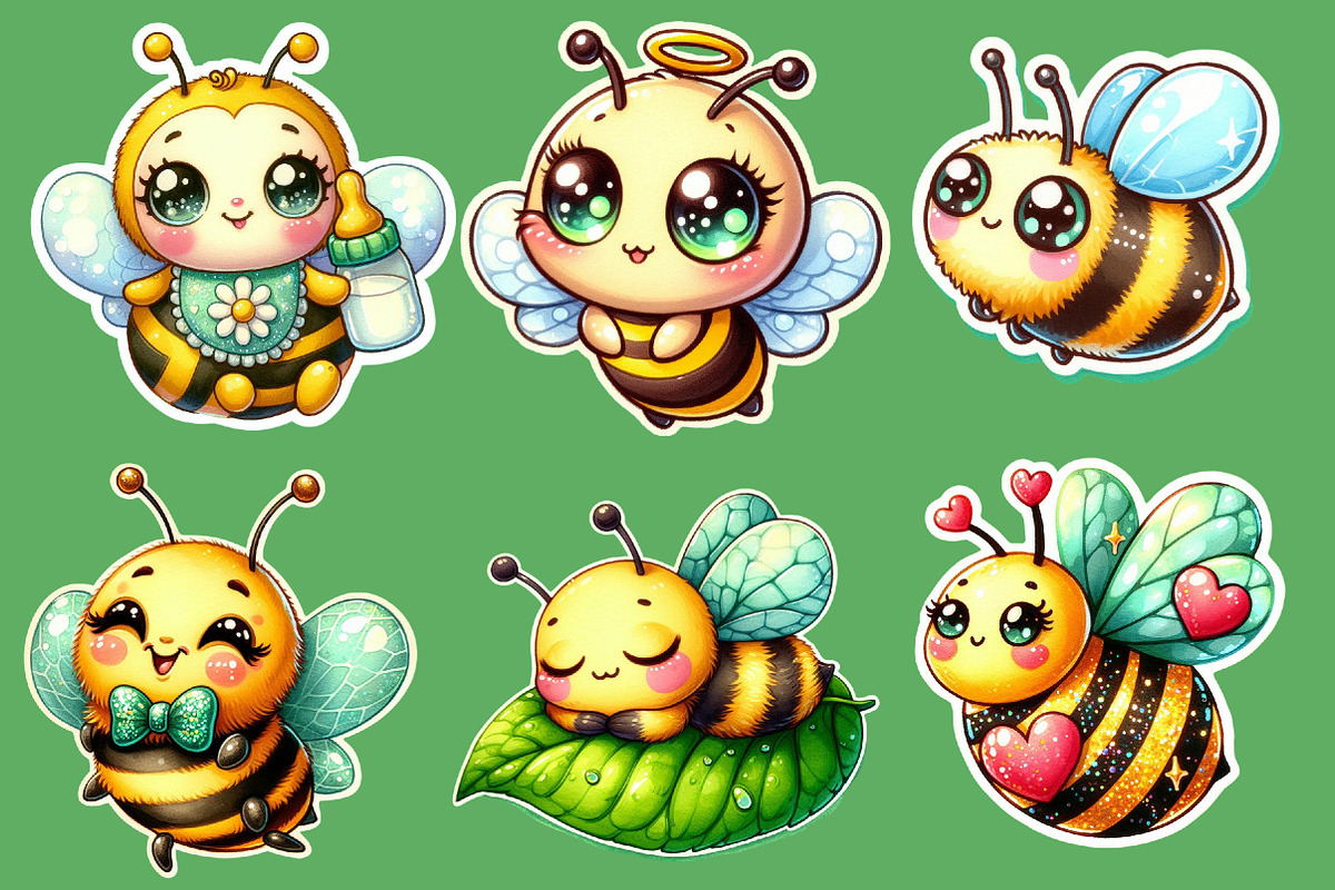 Kawaii Honey Bee Clipart Bundle, an Illustration by Designworld (Photo 4 of 5)