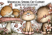 Whimsical Spring Cat Clipart, an Illustration by Dream Creation (Thumbnail 1 of 4)