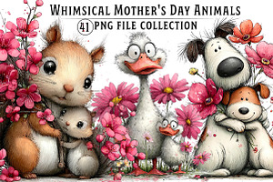 Whimsical Mother's Day Animals Clipa, an Illustration by Dream Creation