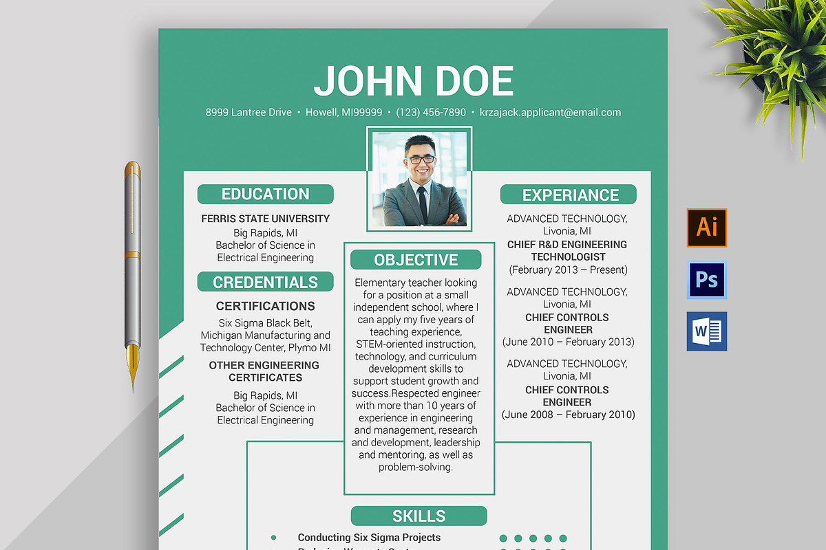 Clean Resume/CV, a Resume Template by designvillage (Photo 1 of 12)