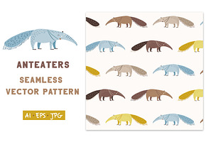 Anteaters seamless vector pattern