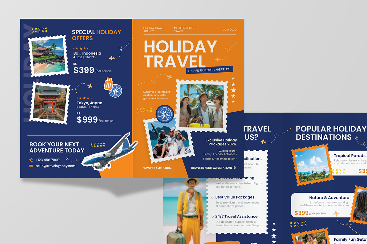 Holiday Travel Bifold Brochure, a Brochure Template by Annora Studio (Photo 4 of 6)