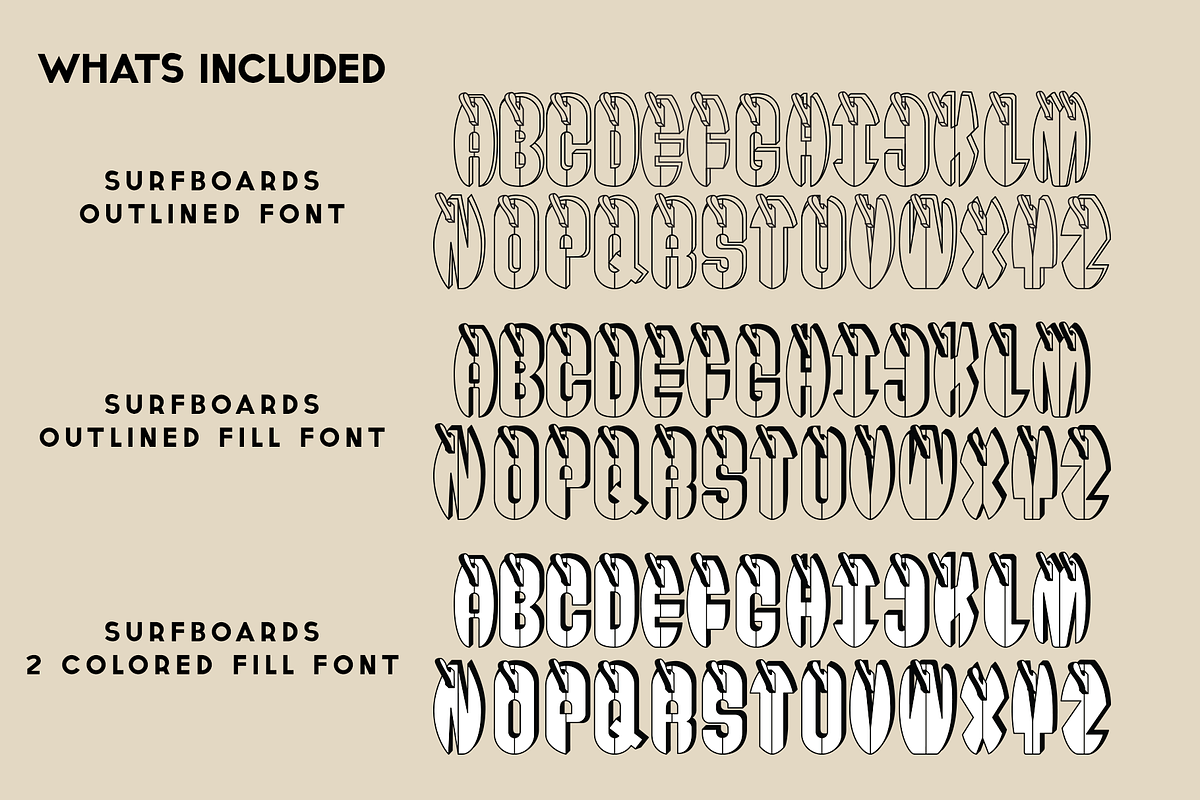 Surfboards Hand-Drawn Type, a Symbol Font by ByStevie (Photo 2 of 5)